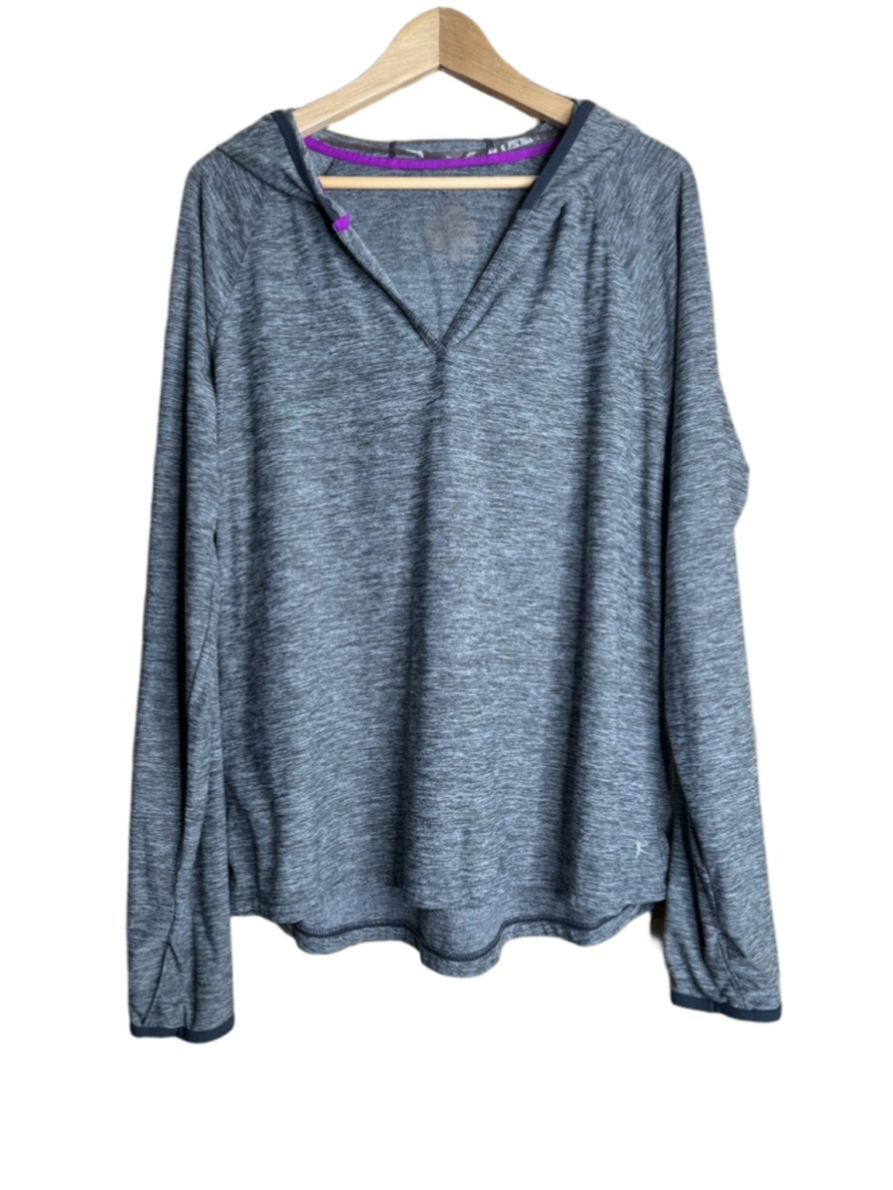 Danskin Now Dri More Heather Gray Lightweight Hooded Pullover size XL